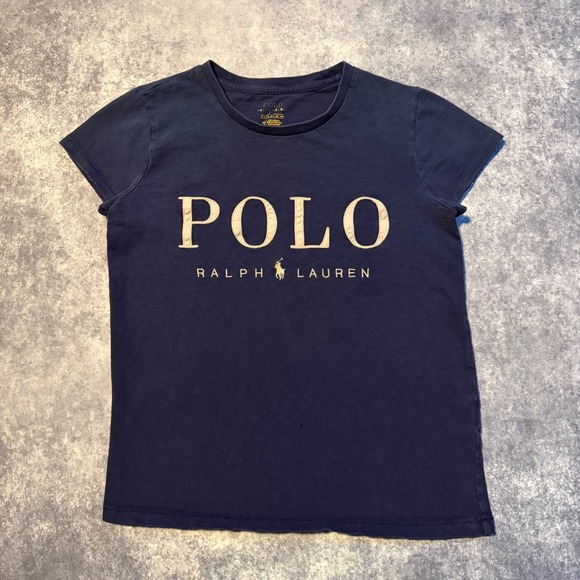Polo Ralph Lauren Womens Navy Blue Graphic Baby T-Shirt Logo Crew Neck S Small - Picture 2 of 6